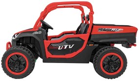 Carro elétrico para Crianças 2 Lugares Farmer Truck UTV Racing 24V 4x4 Rodas Espuma EVA, assento couro ecológico Vermelho