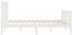Estrutura de cama 140x200 cm madeira maciça branco