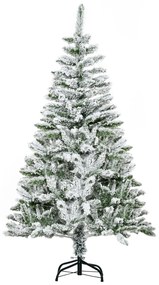 HOMCOM Árvore de Natal Artificial 150 cm com Neve Ignífugo com 358 Ramos Folhas de PVC Abertura Automática Base Dobrável Verde | Aosom Portugal