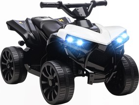 AIYAPLAY Quad Elétrico Infantil 6V Quad para Crianças dos 37 aos 72 Meses Velocidade até 3 km/h Faróis e Música 70x42x45 cm Branco | Aosom Portugal