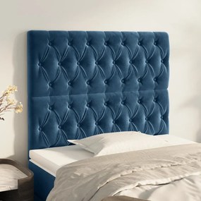 Cabeceira de cama 2 pcs veludo 90x7x78/88 cm azul-escuro