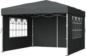 Tenda dobrável de 3 x 3 m, com paredes laterais, resistente, pavilhão para jardim cinzento