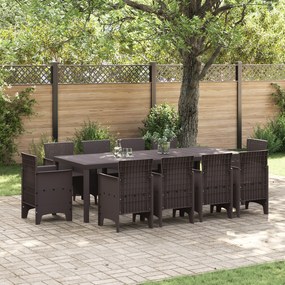vidaXL Conjunto de Jantar de Jardim de 11 Peças Castanho de Vime Poliéster