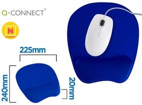 Tapete para Rato Q-Connect com Apoio de Pulsos Ergonomica de Gel Cor Azul