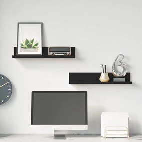 vidaXL Prateleiras de parede 2 pcs 50x11x9 cm pinho maciço preto