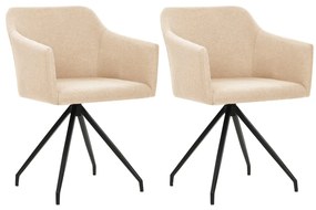 vidaXL Cadeiras de jantar giratórias 2 pcs tecido cor creme