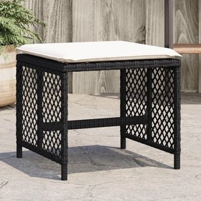 vidaXL Bancos de jardim com almofadões 4 pcs 41x41x36 cm vime PE preto