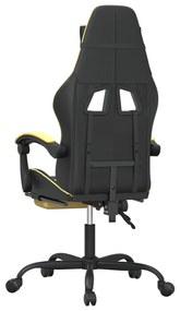 Cadeira gaming giratória + apoio couro artificial preto/dourado