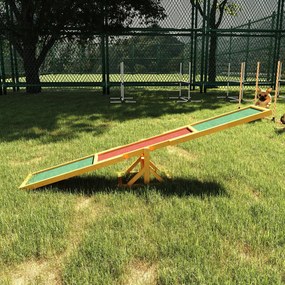 Equipamento de agilidade para cães - balancé para cães - equipamento de treino para cães - madeira pré-oleada, feltro betumado antiderrapante, tijolo