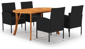 vidaXL 5 pcs conjunto de jantar para jardim preto