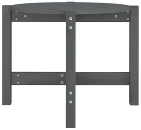 Mesa de centro Ø 62,5x45 cm madeira de pinho maciça cinzento
