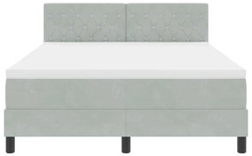 Cama Box Spring vidaXL com Colchão e Luz LED Cinza Claro 160x200 cm Ve
