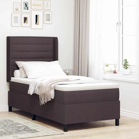 vidaXL Cama Box com Colchão &amp; LED Castanho Escuro 80 x 200 cm Tecido
