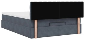 Estrutura de cama otomana com colchão 140x190cm cinzento escuro