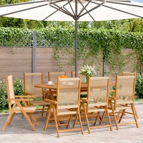 vidaXL Cadeiras de jardim reclináveis 8 pcs madeira acácia maciça bege