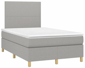 Cama box spring c/ colchão e LED 120x190 cm tecido cinza-claro