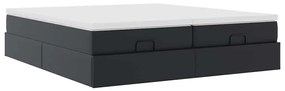 Estrutura de cama otomana com colchões pele artificial preta
