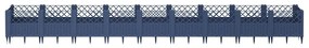 Vaso/floreira de jardim c/ estacas 363,5x43,5x43,5 cm PP cinzento azul