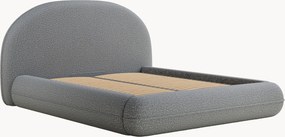 Cama estofada em bouclé artesanal com arrumação Koji