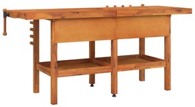 Bancada de trabalho + gavetas/tornos 192x62x83 cm acácia maciça