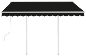 Toldo retrátil automático com postes 3x2,5 m antracite