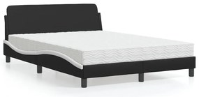 vidaXL Cama com colchão 140x190 cm couro artificial preto