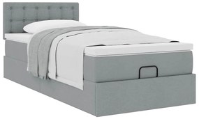 Estrutura cama otomana colchão 90x190 cm tecido cinzento claro