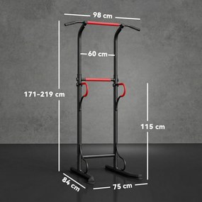 Barra de Elevações com Altura Ajustável Estação de Flexões Máquina de Elevações Multifuncional para Treino de Força 98x84x171-219 cm Preto