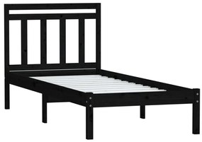 Estrutura cama pequena solteiro 75x190 cm madeira maciça preto