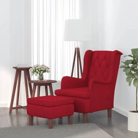 vidaXL Poltrona com banco veludo vermelho tinto