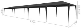 Tenda para festas 3x12 m PE antracite