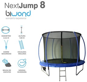 Trampolim Infantil Cama Elástica 2.44m NextJump 8 Biwond Azul