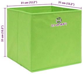 Caixas de arrumação 4 pcs 32x32x32 cm tecido verde