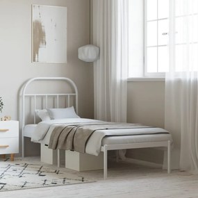 353674 vidaXL Estrutura de cama com cabeceira 75x190 cm metal branco