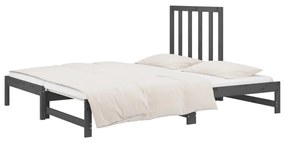 Estrutura sofá-cama de puxar 2x(90x190) cm pinho maciço cinza