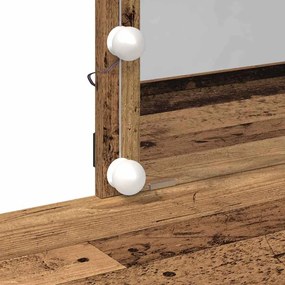 Mesa de Maquiagem com Espelho e Luzes LED Madeira Antiga e Madeira de