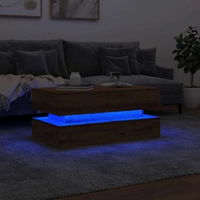 Mesa de centro com luzes LED 90x50x40 cm carvalho artisiano