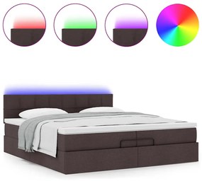 Estrutura de cama otomana com colchões tecido castanho escuro