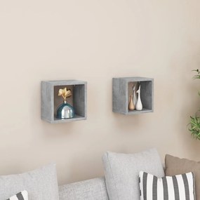 vidaXL Prateleiras parede forma de cubo 2 pcs 22x15x22cm cinza cimento