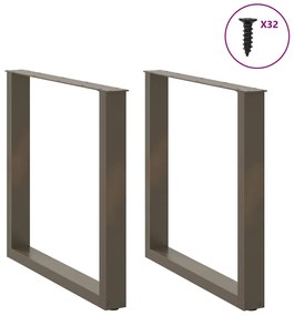 Pés para mesa de jantar em formato de U, 2 peças, aço natural, 90 x (7