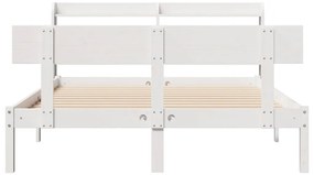 Cama sem colchão 140x190 cm madeira de pinho maciça branco