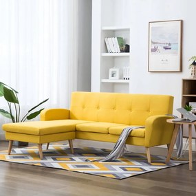 vidaXL Sofá em tecido c/ forma de L 186x136x79 cm amarelo