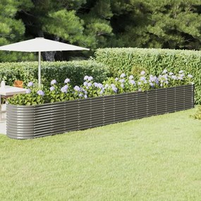 vidaXL Canteiro elevado jardim 620x80x68cm aço revestido a pó cinzento
