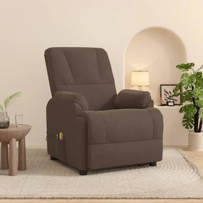 vidaXL Poltrona de massagens elevatória camurça artificial castanho