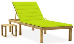 Espreguiçadeira de jardim com mesa e almofadão pinho impregnado