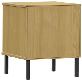 Mesa cabeceira c/ pernas de metal OSLO pinho maciço castanho