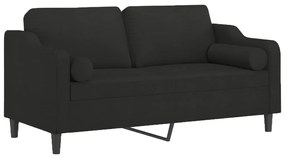 Sofá 2 lugares + almofadas decorativas 140 cm tecido preto