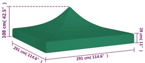 Teto para tenda de festas 3x3 m 270 g/m² verde