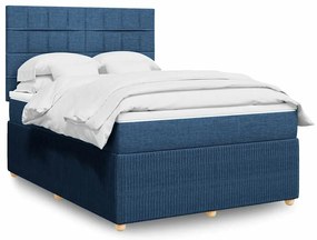 vidaXL Cama com molas/colchão 160x200 cm tecido azul
