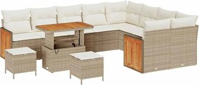 vidaXL Conjunto de Sofá de Jardim com almofada 12 pcs Bege e Creme